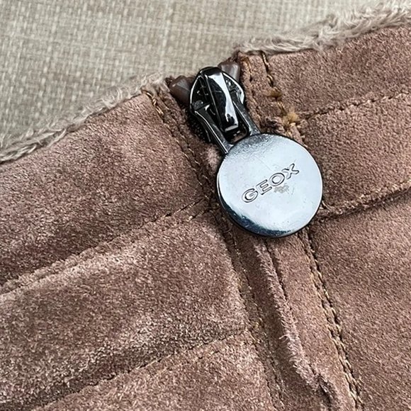 GEOX Women Boots Wedge Shoes Tan Suede Leather Upper W/ Fur Inside Size 39 8.5US - Picture 10 of 11